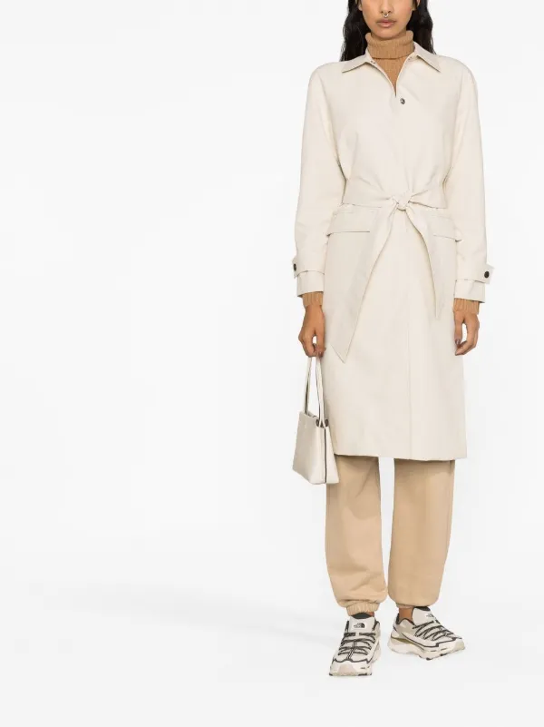 Calvin Klein single breasted belted waist Coat Farfetch