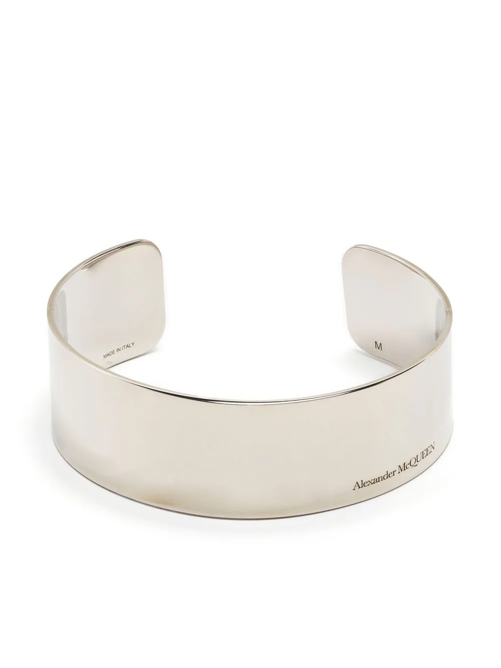 

Alexander McQueen brazalete ancho con logo grabado - Plateado