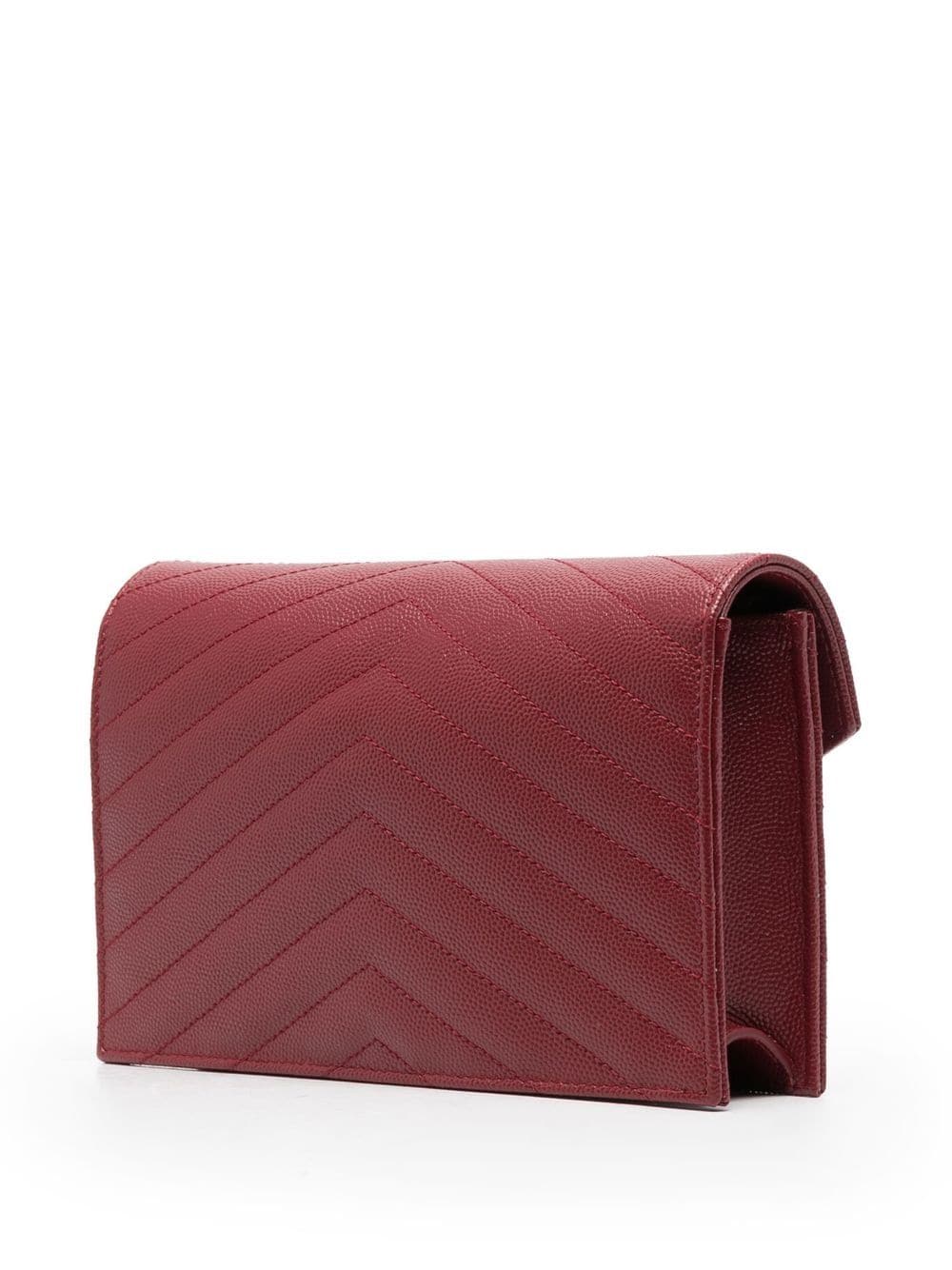 Saint Laurent Quilted Monogramme Shoulder WOC bag in Red pebbled