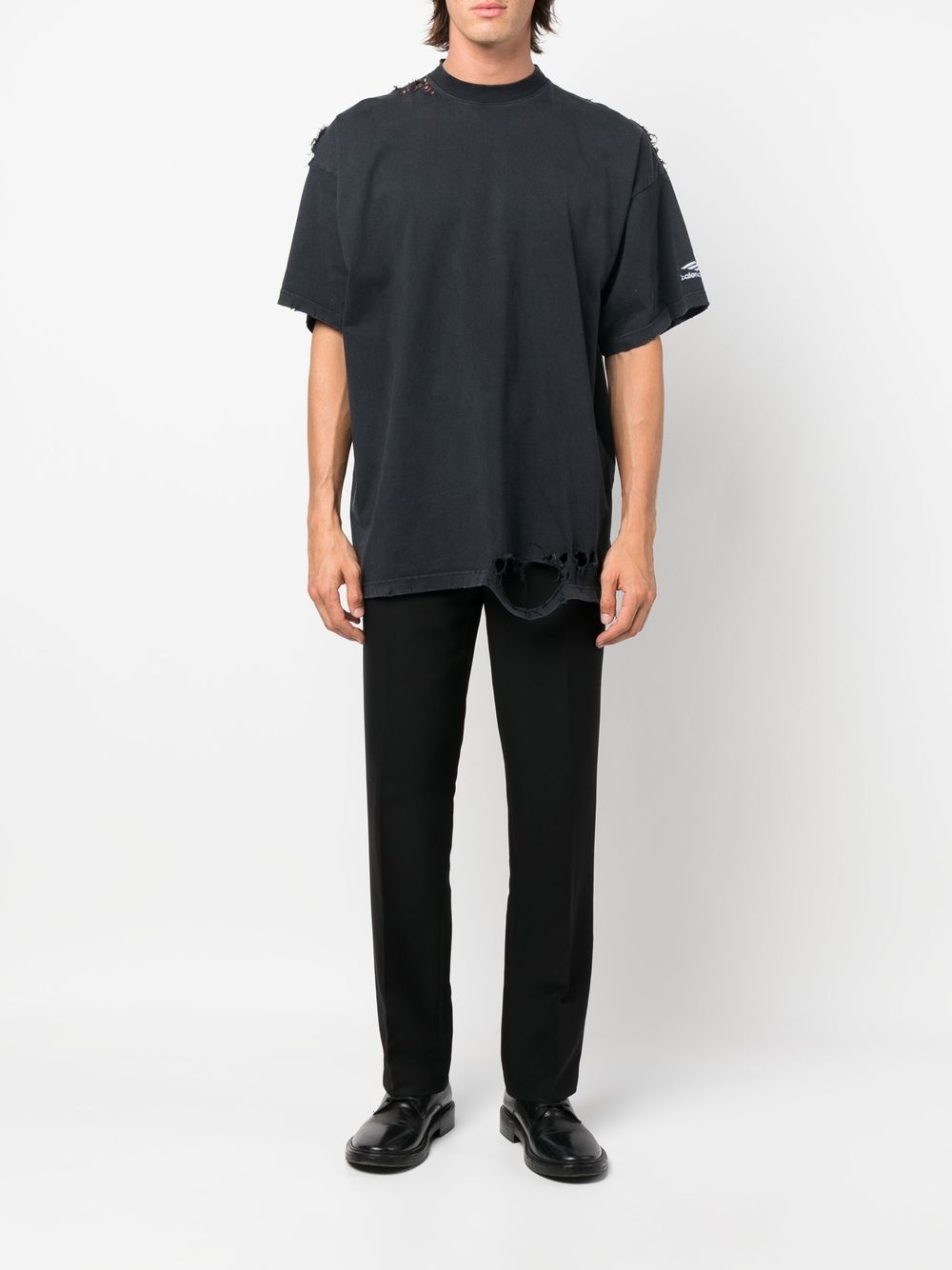 Balenciaga layered-effect Distressed T-Shirt - Black