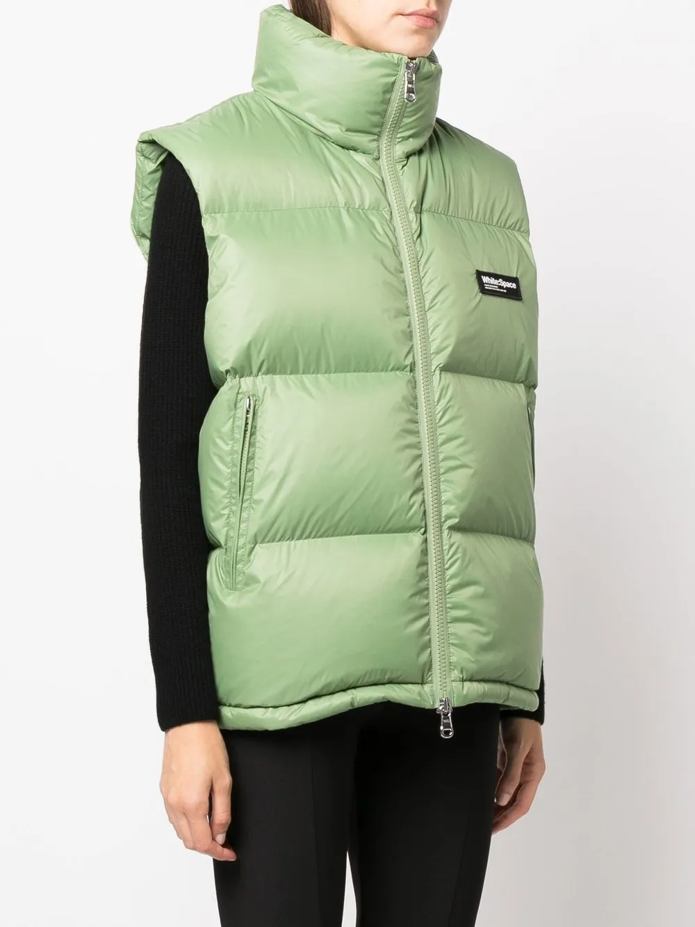  White:space Padded Zip-up Gilet - Green 