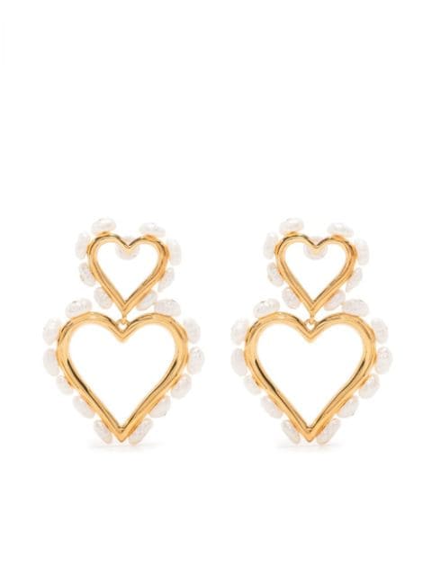 Joanna Laura Constantine pearl-embellished heart hoop earrings