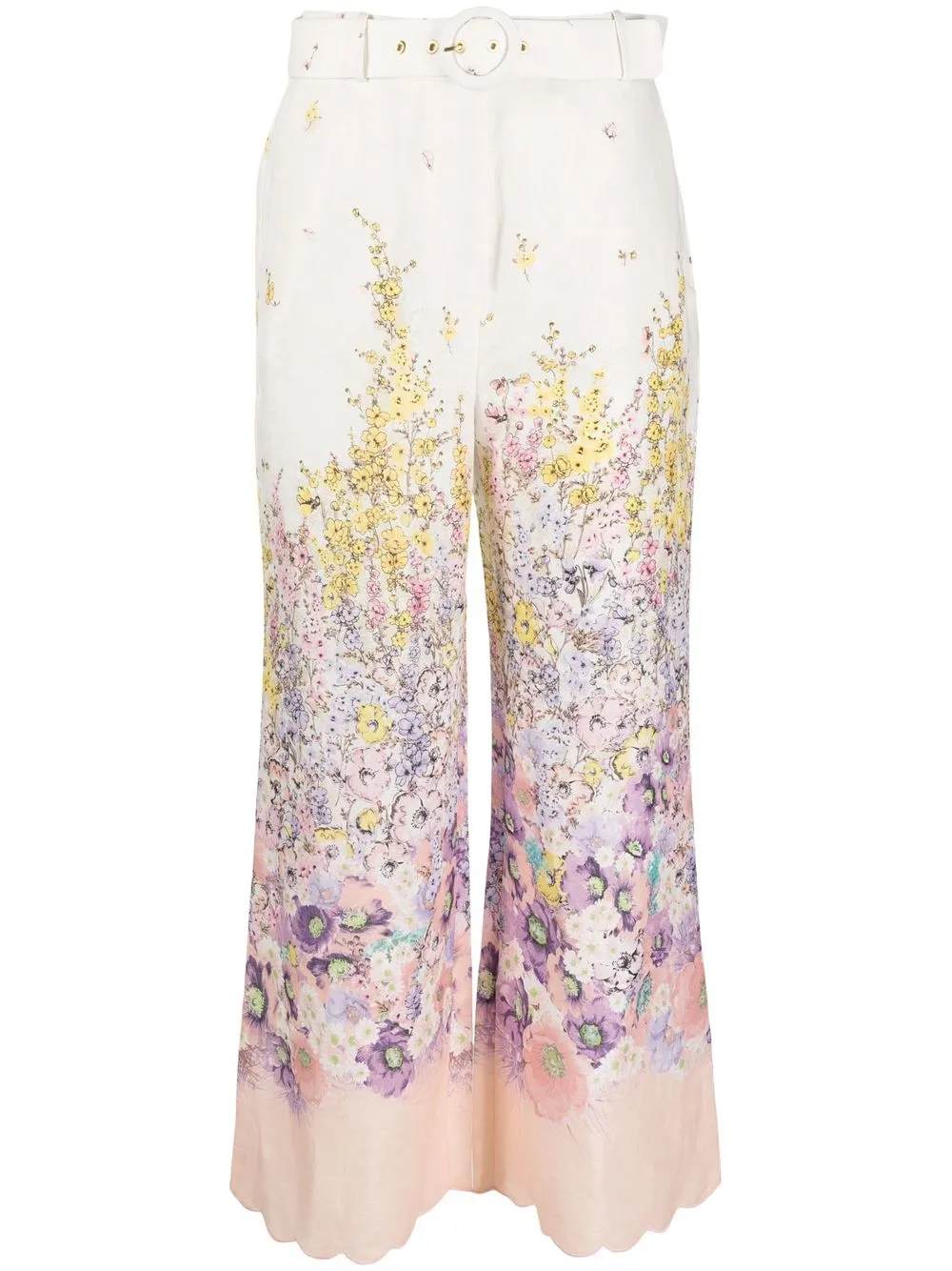 

ZIMMERMANN floral-print cropped trousers - Neutrals