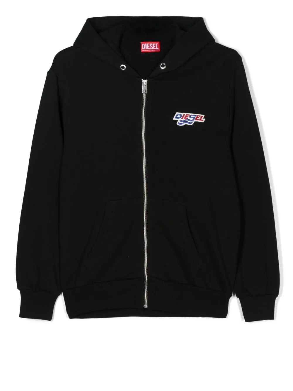 

Diesel Kids Sjune logo-patch zipped hoodie - Black