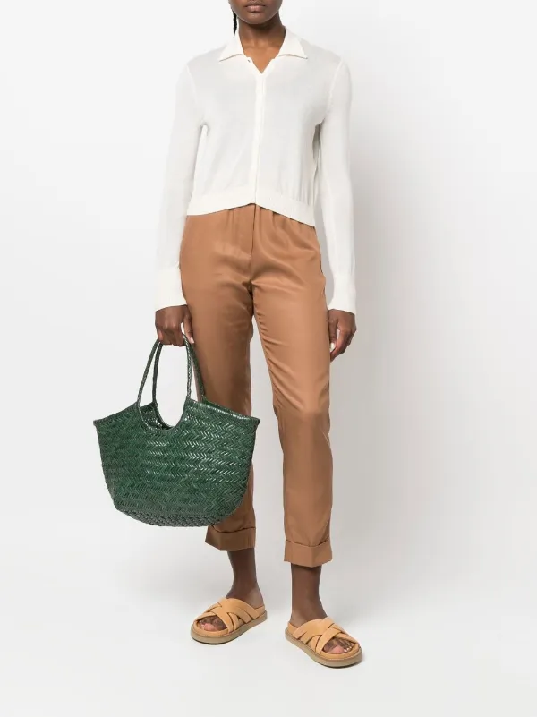 DRAGON DIFFUSION Nantucket Interwoven Leather Tote Bag | Green