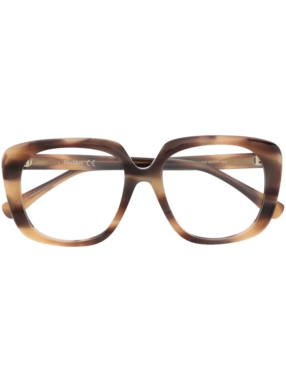 

Max Mara square-frame tortoiseshell-effect glasses - Brown