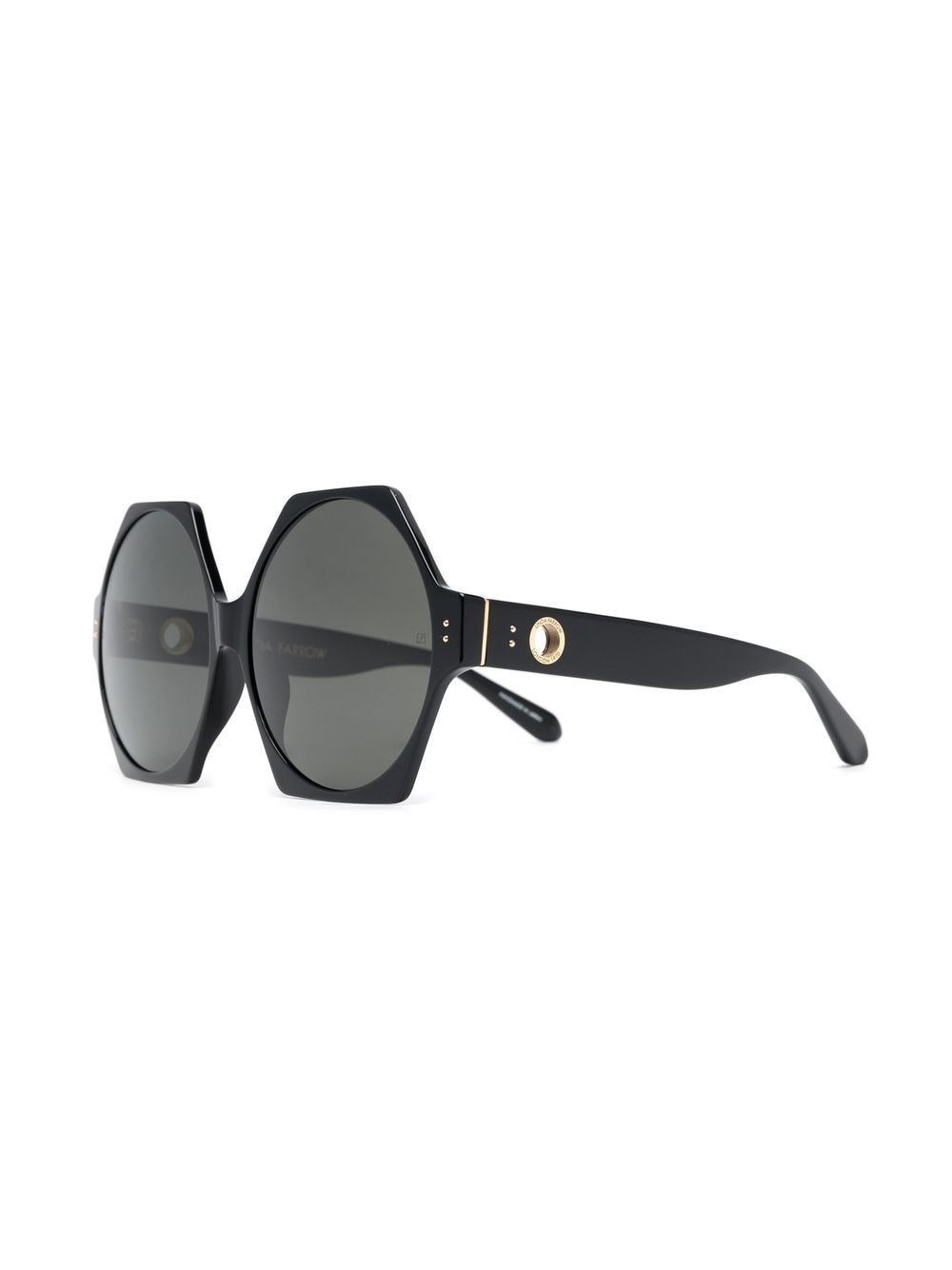 Linda Farrow Bora zonnebril met zeshoekig montuur - Zwart