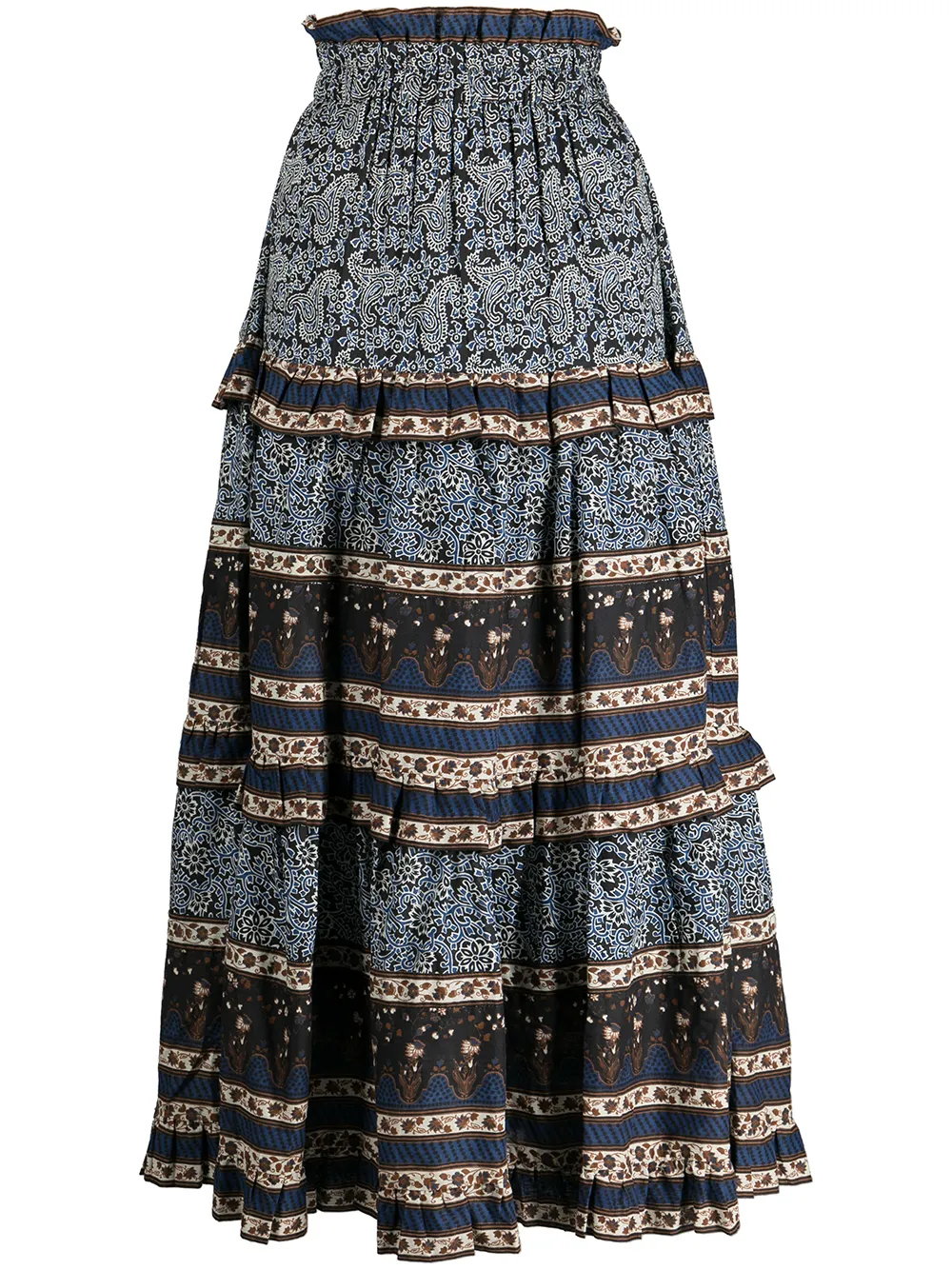 

Sea tiered printed midi skirt - Blue