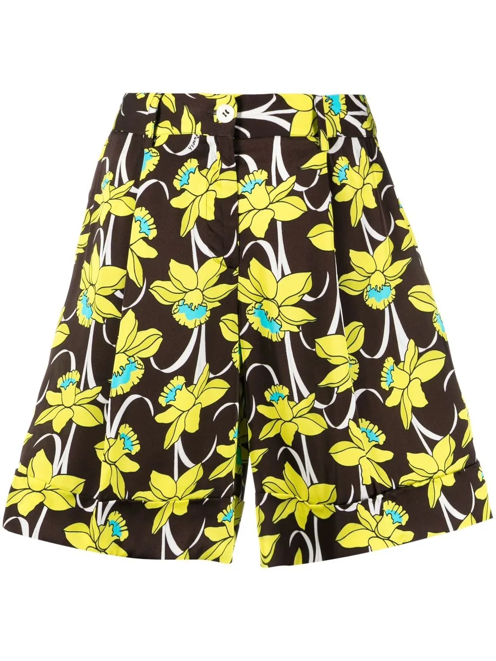

P.A.R.O.S.H. shorts de tiro alto con estampado floral - Marrón
