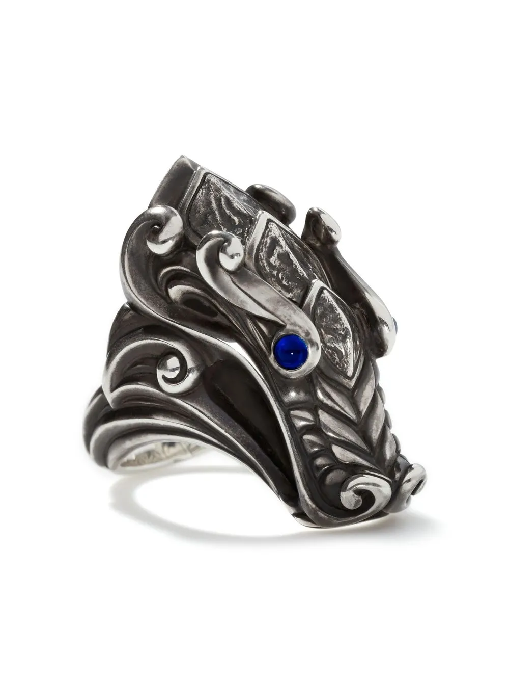 

John Hardy anillo Reticulated Legends Naga con zafiro - Plateado