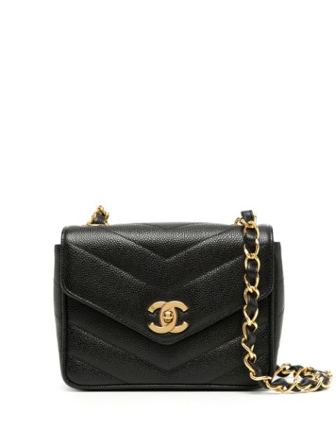 Affordable HOT SALE CHANEL 1995 mini V-Stitch square shoulder bag Women