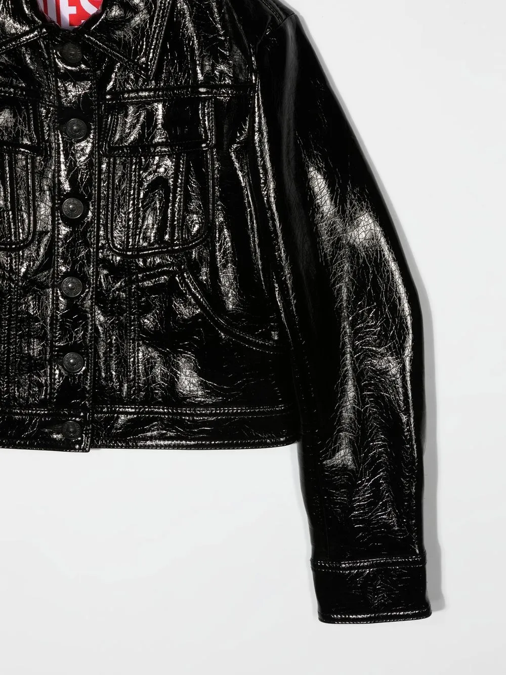 Diesel Kids' Glossy Cropped Jacket In Black | ModeSens