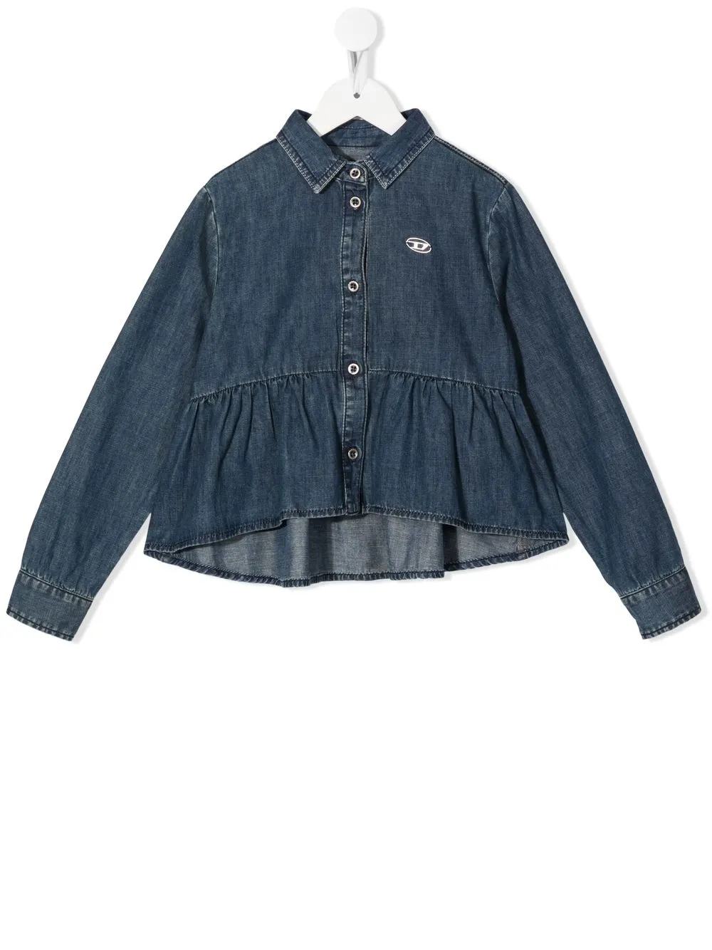 

Diesel Kids camisa de mezclilla con volantes y logo - K01