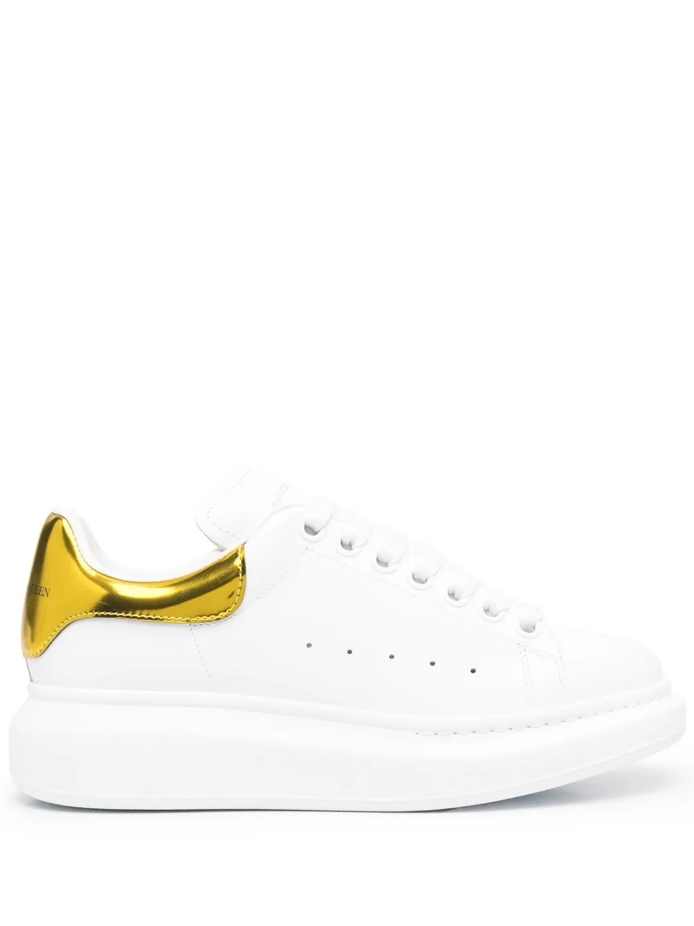 

Alexander McQueen tenis con agujetas y detalle metalizado - Blanco