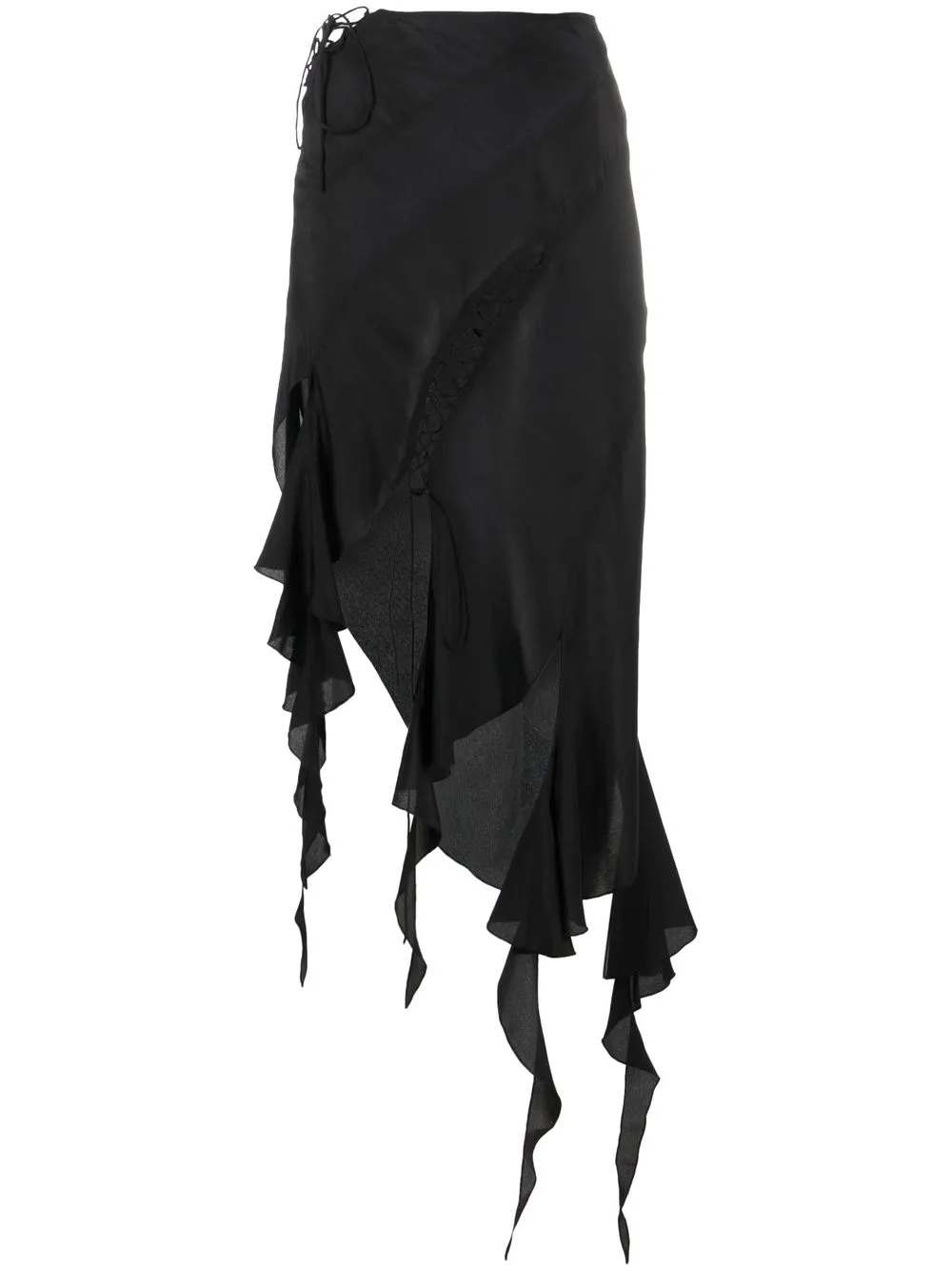 

KNWLS asymmetrical draped midi skirt - Black