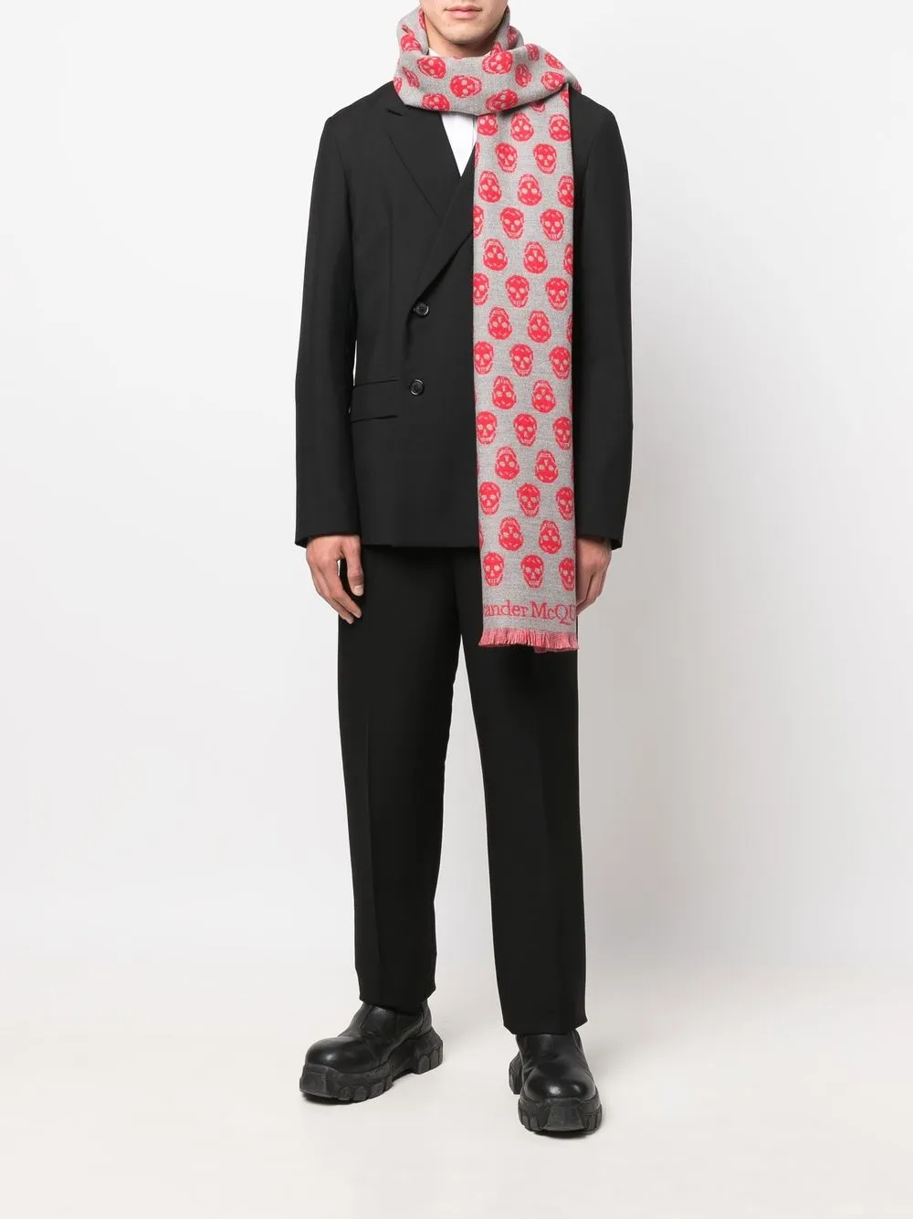 Alexander McQueen Sjaal met doodskopprint - Rood