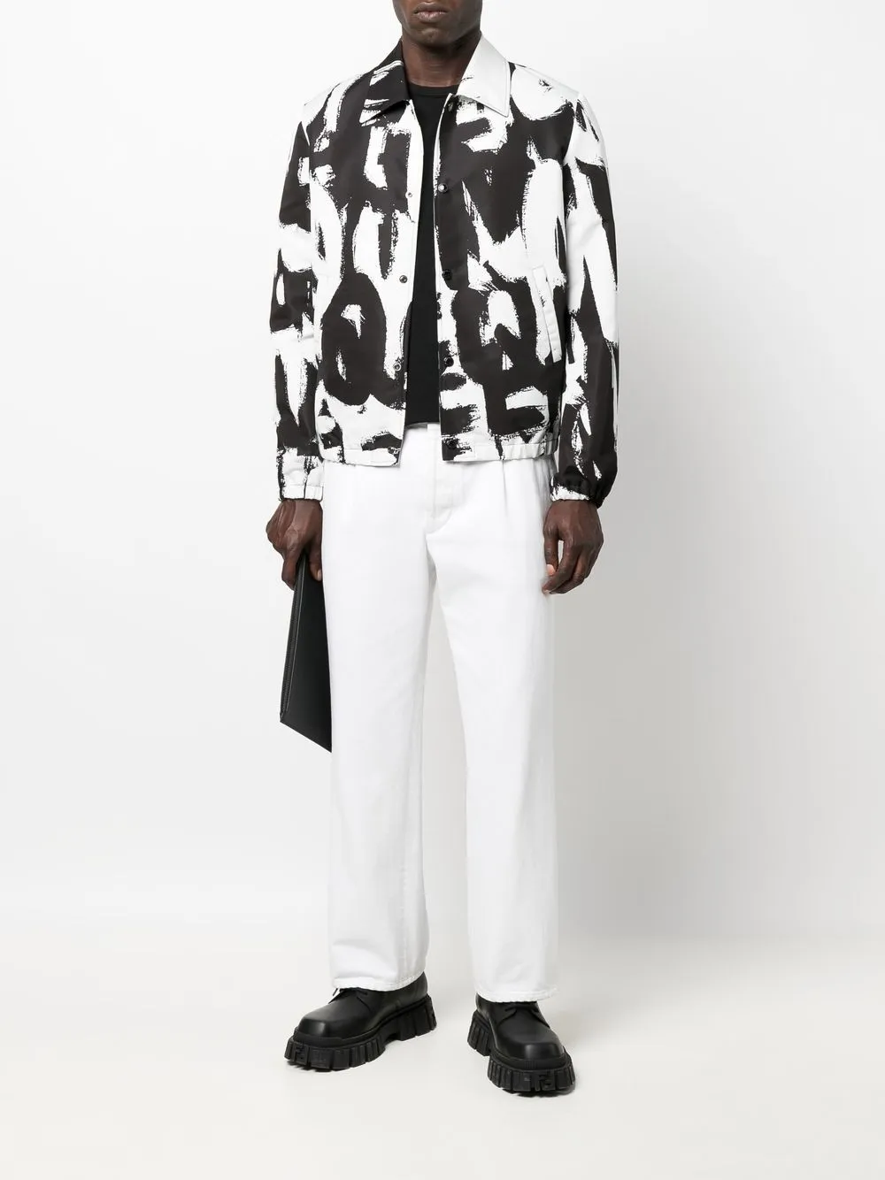 Alexander McQueen Windjack met print - Zwart