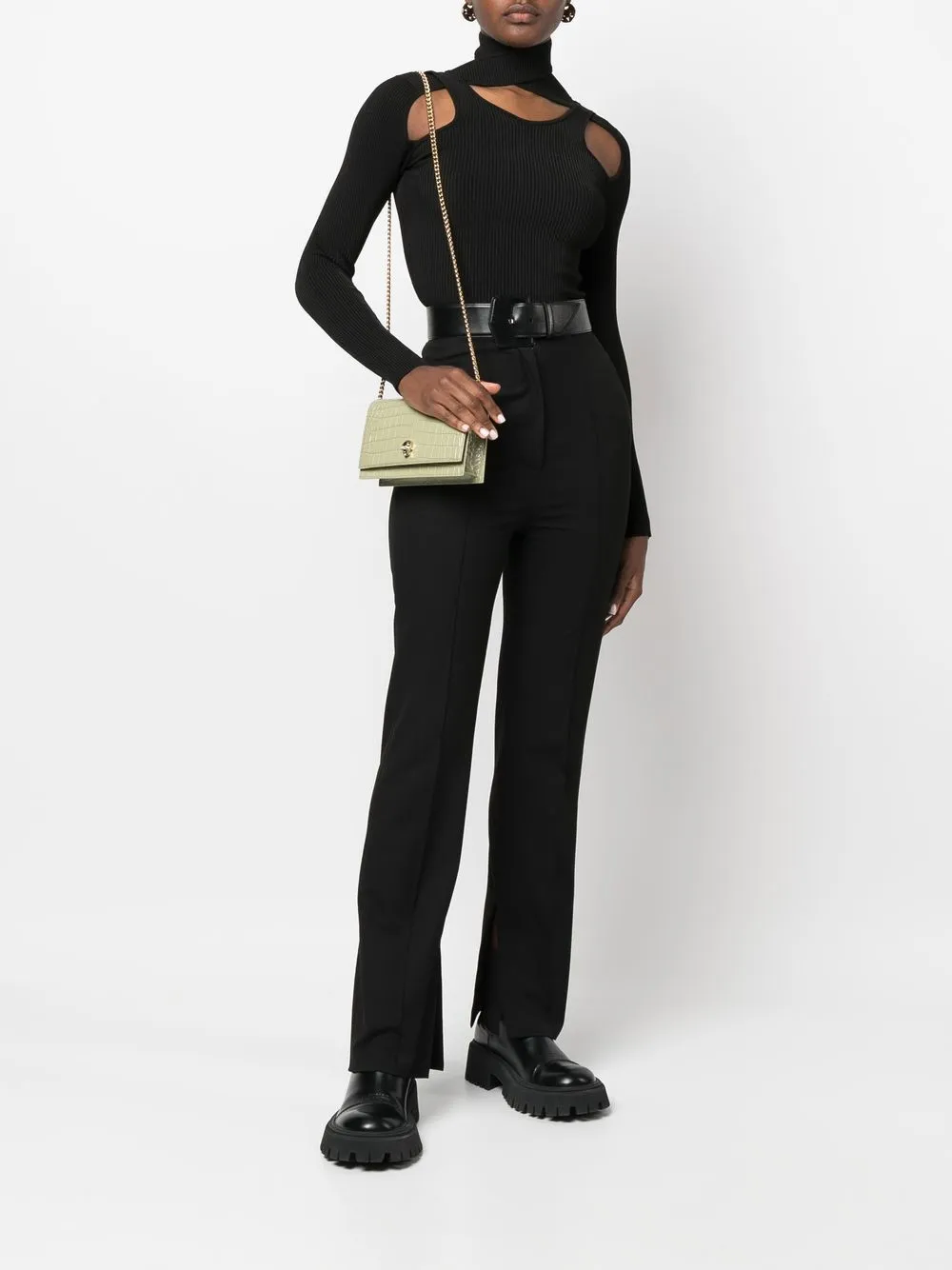 Alexander McQueen Skull schoudertas met krokodillenleer-reliëf - Groen
