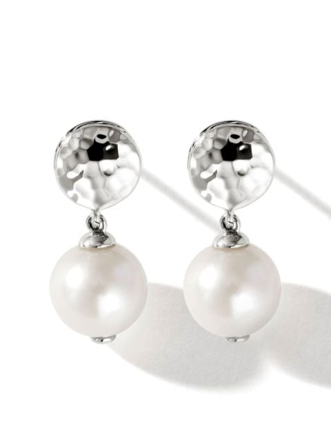 John Hardy freshwater pearl hammered drop earrings 