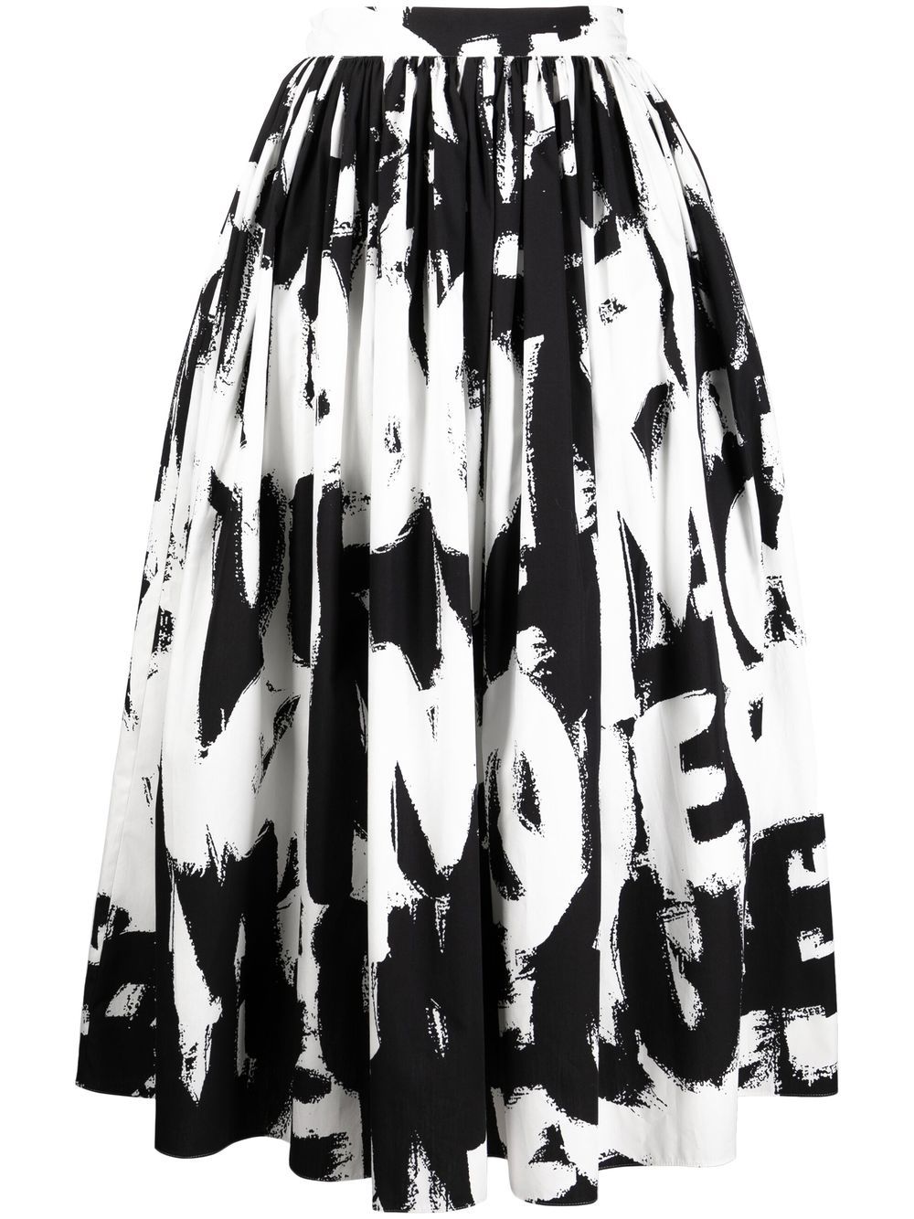 

Alexander McQueen falda midi con logo estampado - Negro