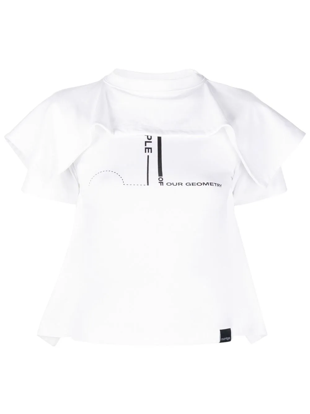 Courrèges Ruffled Layer Slogan T-shirt In White