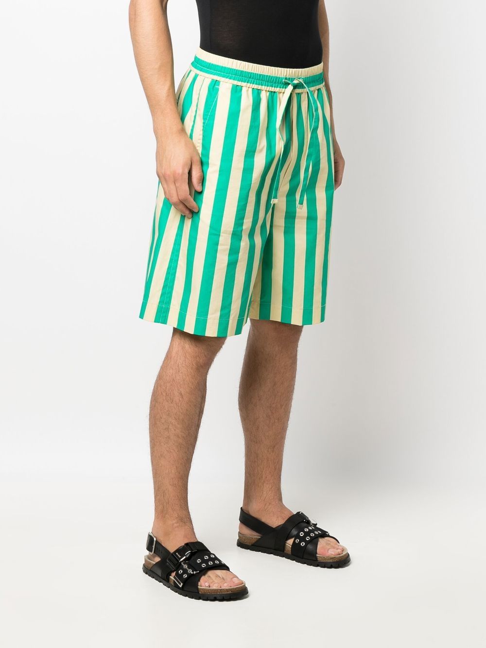 Shop Sunnei Striped Bermuda Shorts In Grün