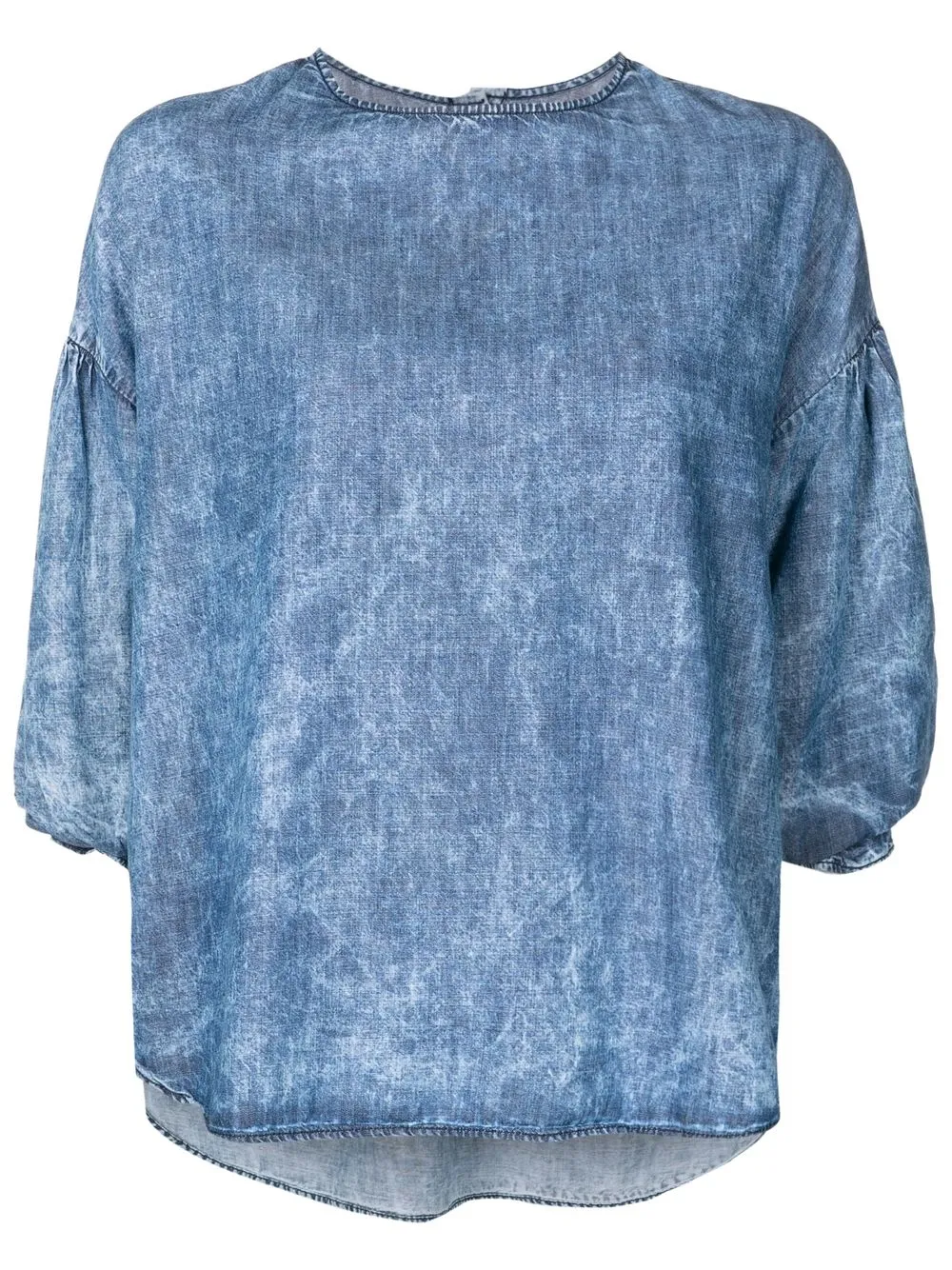 

Amapô blusa de mezclilla de manga corta - Azul