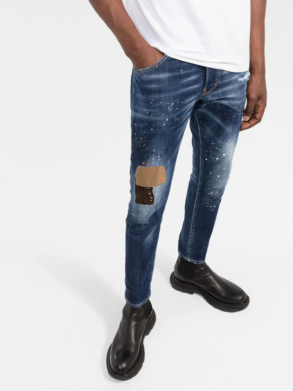 dsquared2 泼漆效果细节牛仔裤