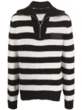 Balmain horizontal stripe knitted quarter-zip jumper - Black