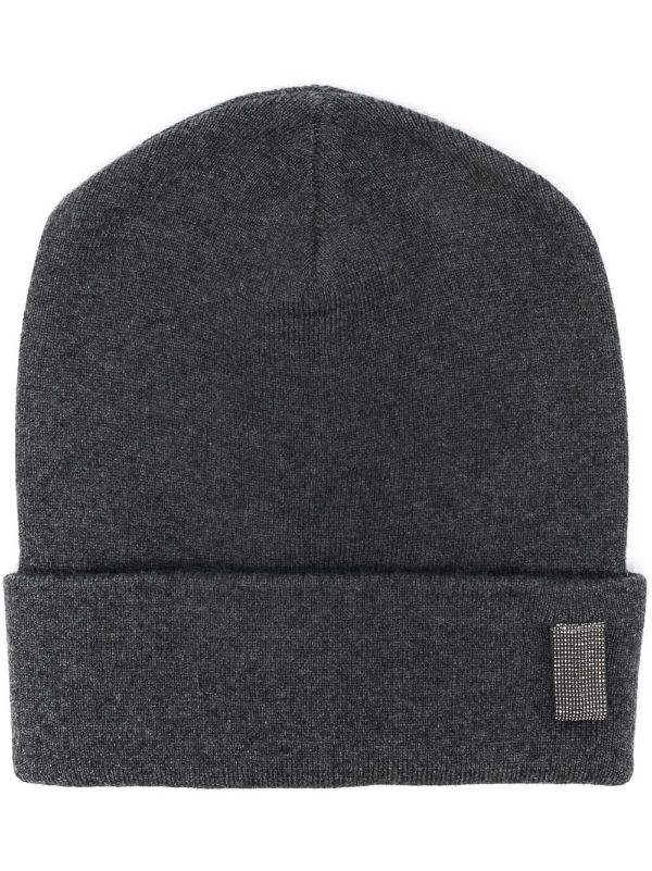 black embellished beanie hat