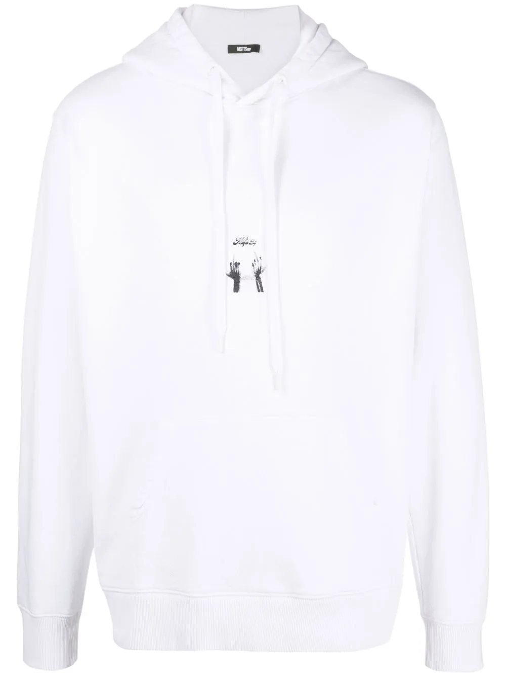 

MSFTSrep Middlefinger-print cotton hoodie - White