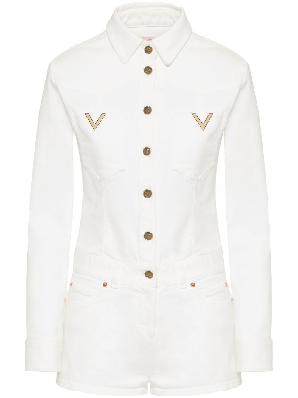 VALENTINO VGOLD-DETAIL BUTTONED-UP PLAYSUIT
