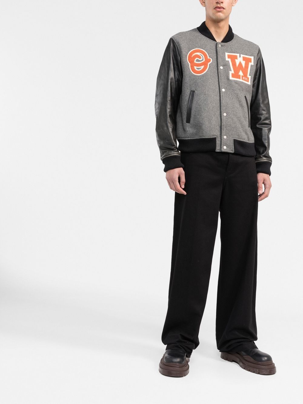 Off-White Universiteitsjack met patchwork - Grijs