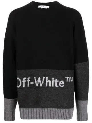 Off-White colour-block Logo Intarsia Jumper | Black | FARFETCH IN