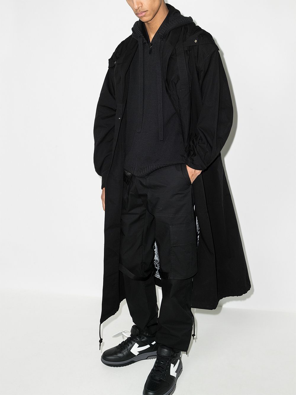 Off-white Diag Outline Knitted Zip-up Hoodie In Black | ModeSens