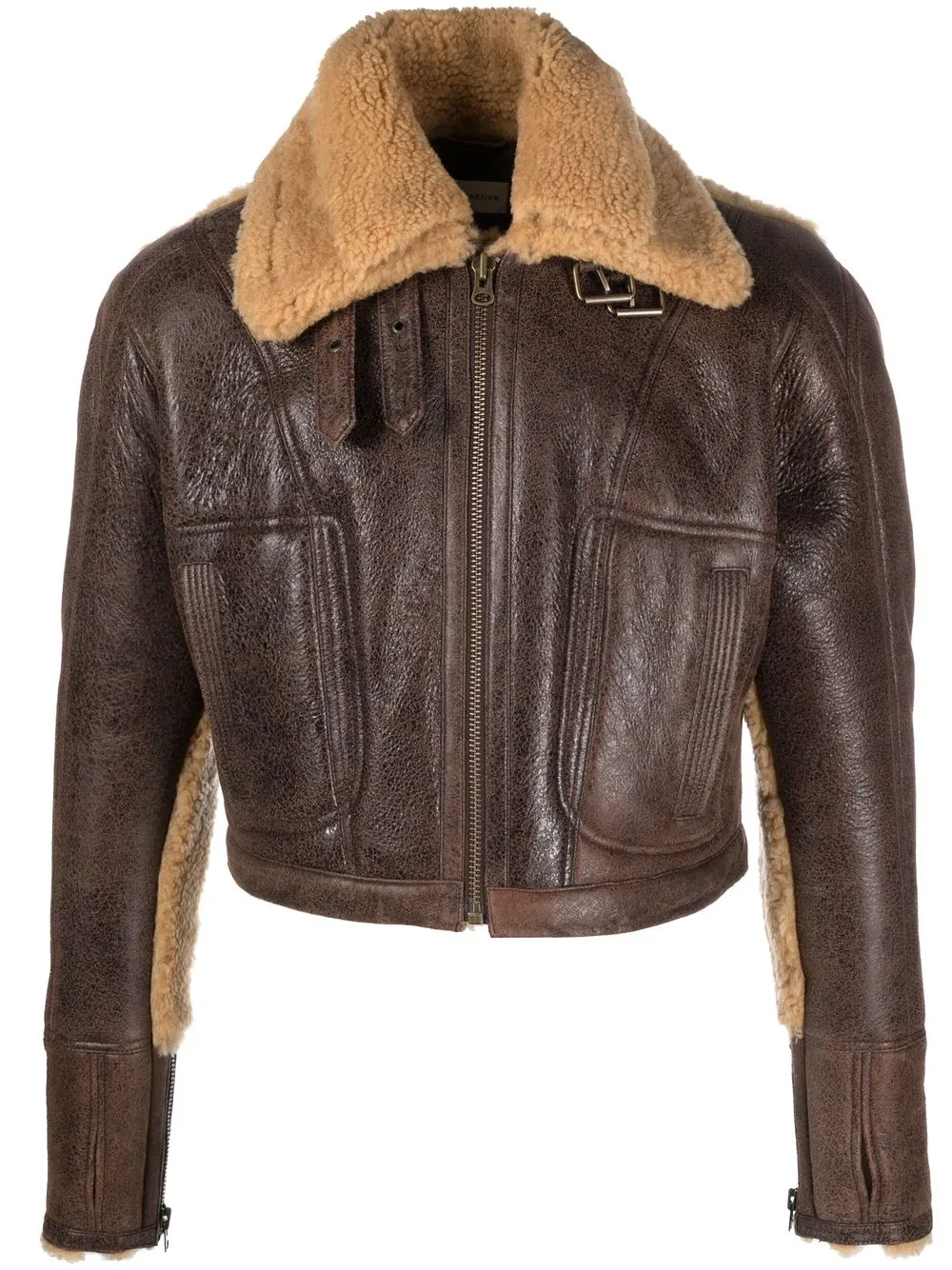 

Faith Connexion shearling-collar leather jacket - Black