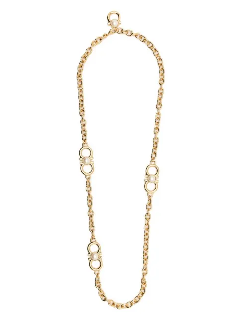 Ferragamo Gancini & pearl chain-link necklace