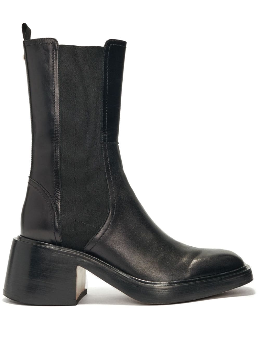 MAJE SQUARE-TOE LEATHER ANKLE BOOTS