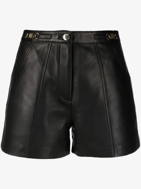 Maje logo-plaque leather shorts