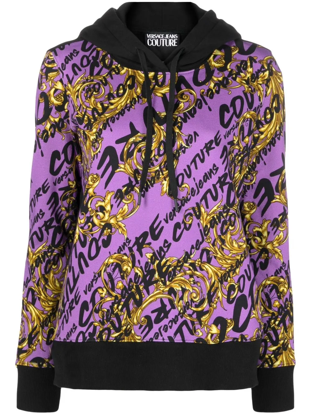 

Versace Jeans Couture Garland logo-print drawstring hoodie - Purple