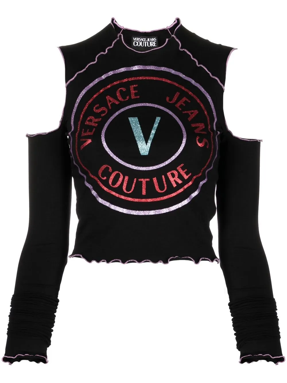 

Versace Jeans Couture top de tejido con logo metalizado - Negro