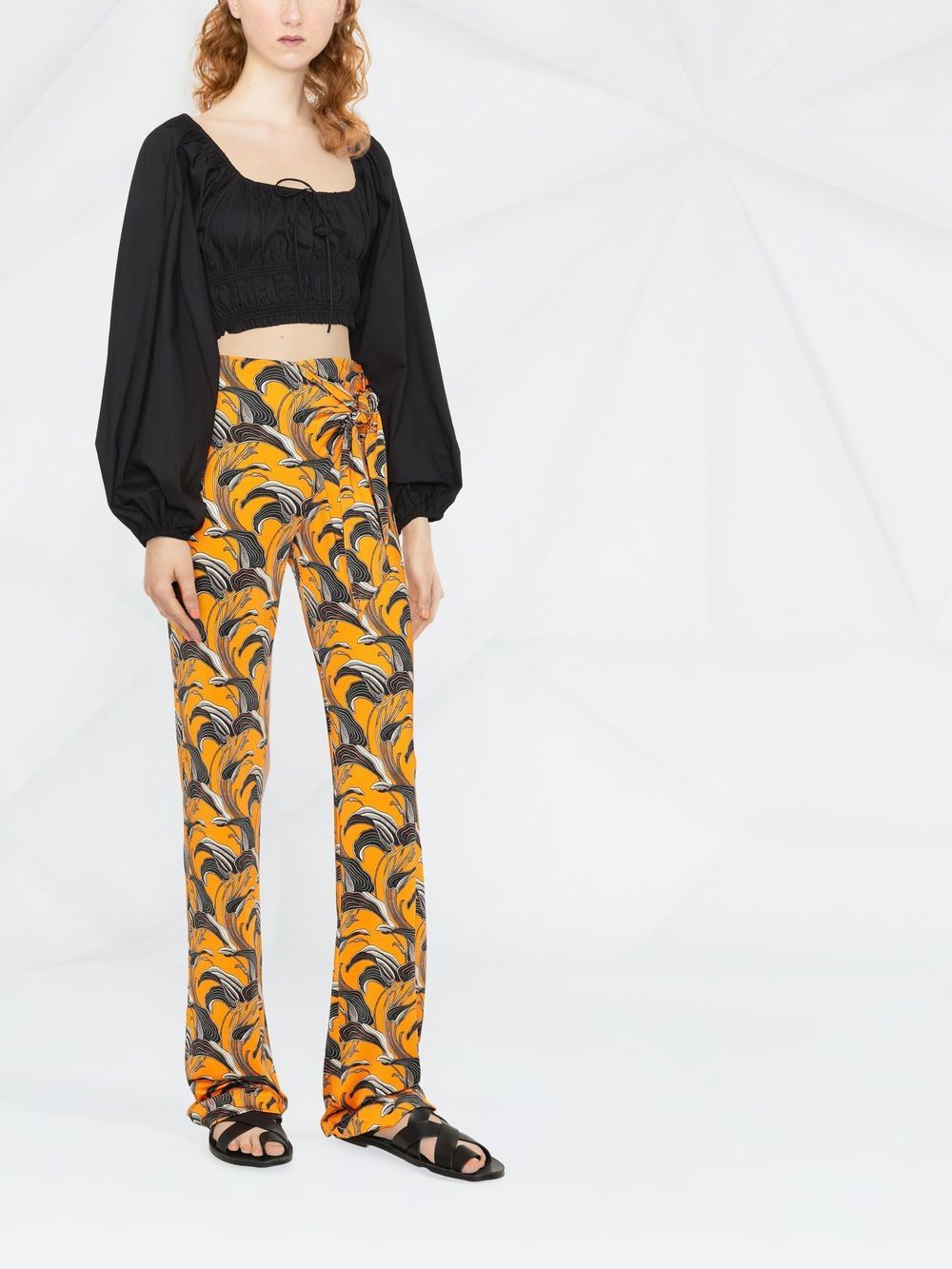 Paco Rabanne Broek met abstracte print - Oranje