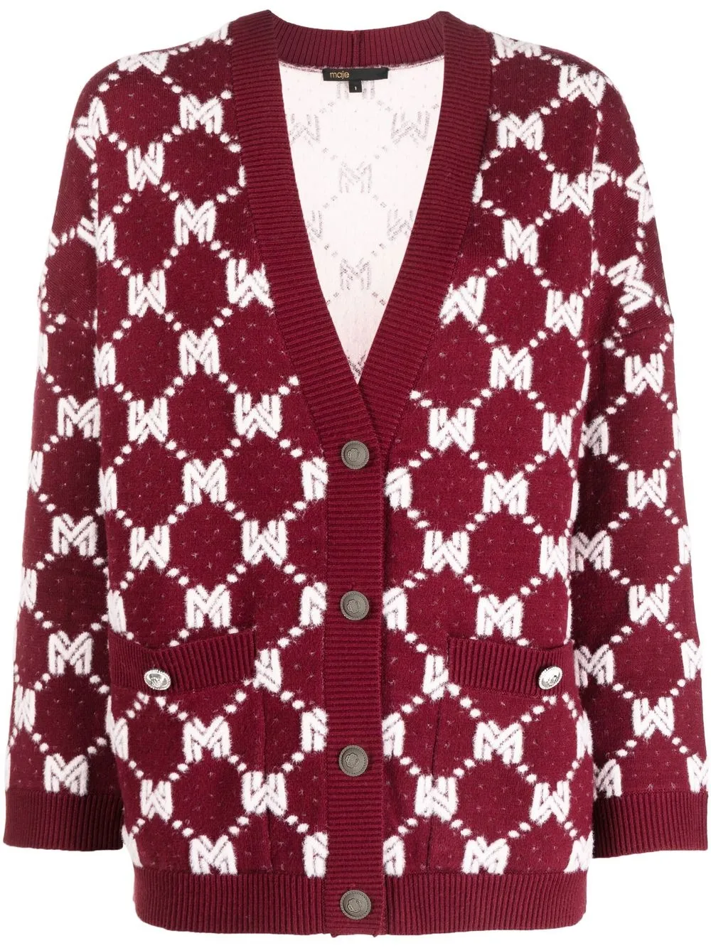 

Maje Maisani intarsia-logo cardigan - Red