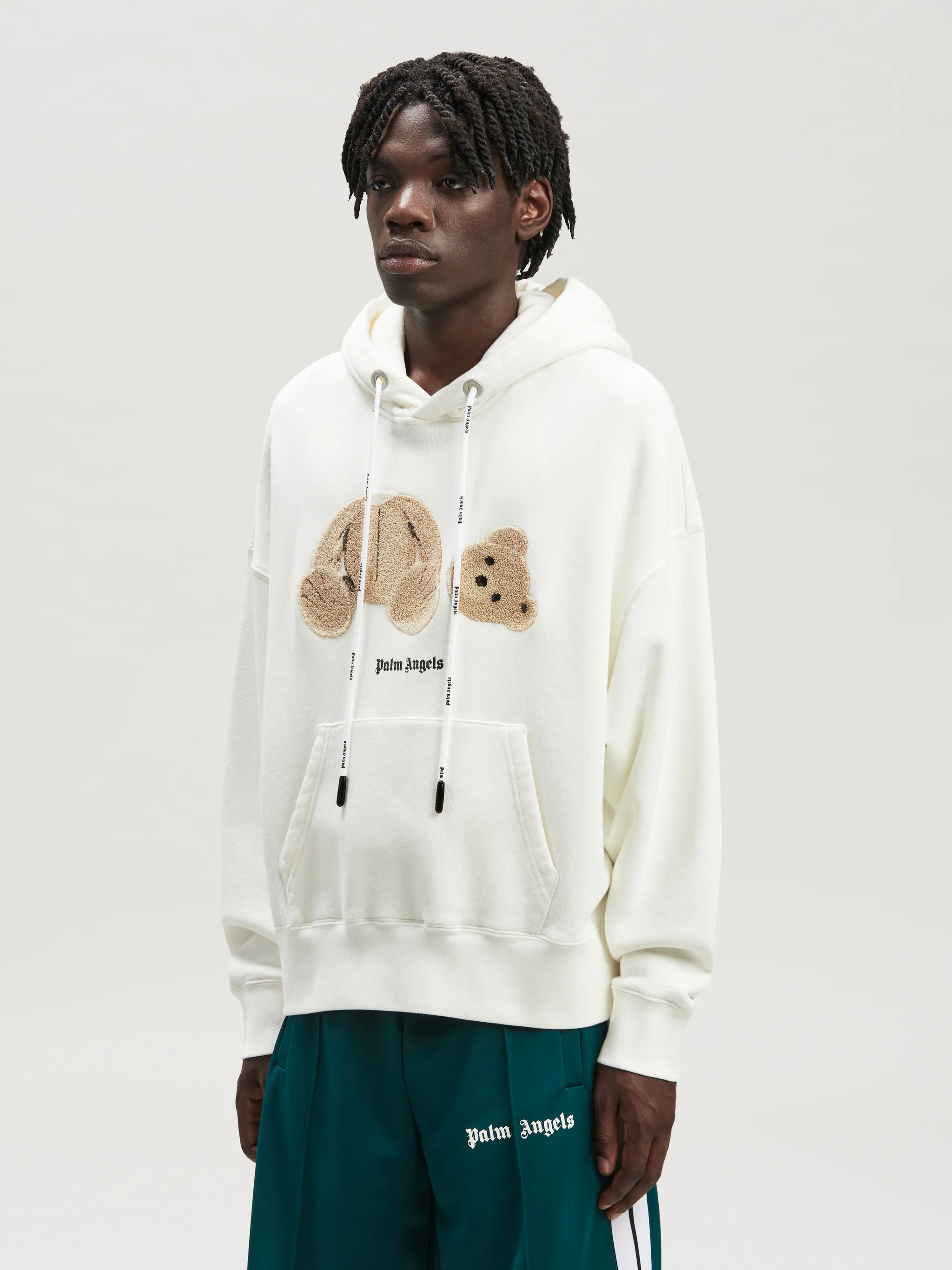 bear-print hoodie