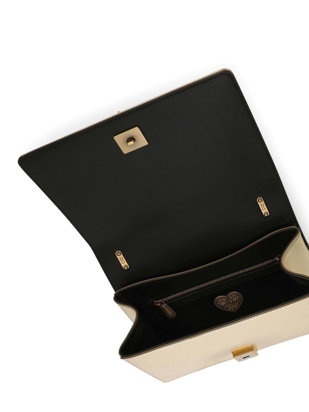 Shop Dolce & Gabbana Medium Devotion Quilted Crossbody Bag In Gold
