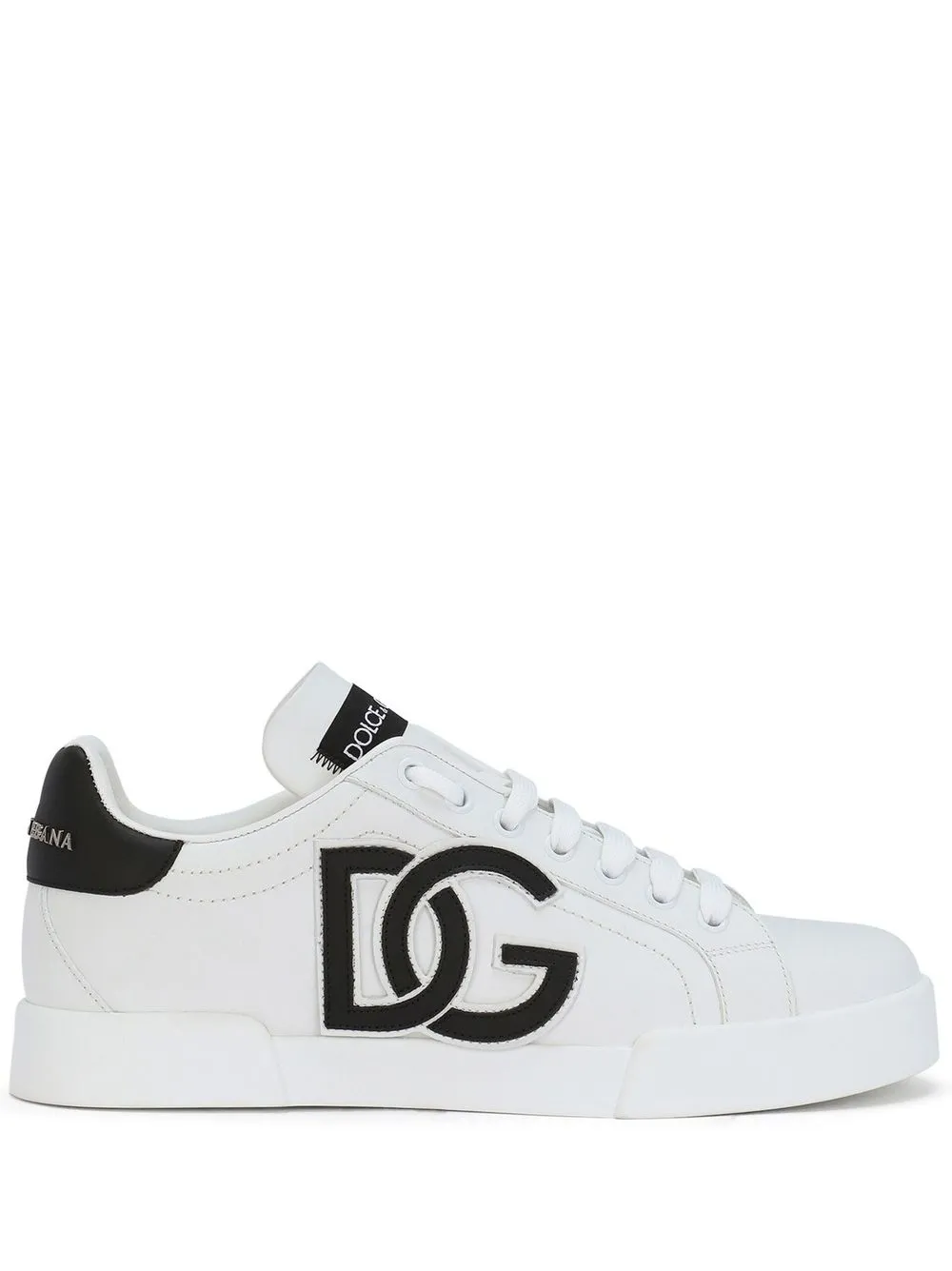 Shop Dolce & Gabbana Portofino Logo-tag Leather Sneakers In Weiss