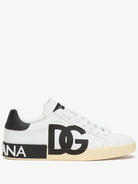 Dolce & Gabbana calfskin nappa Portofino sneakers with DG logo print