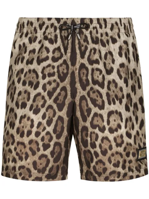 Dolce & Gabbana leopard-print swim shorts