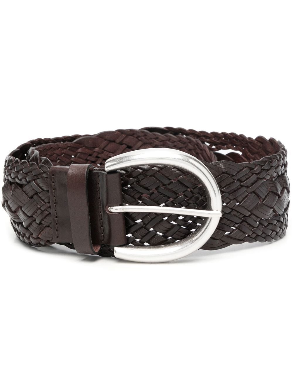 Shop Orciani Braided-strap Leather Belt In Brown