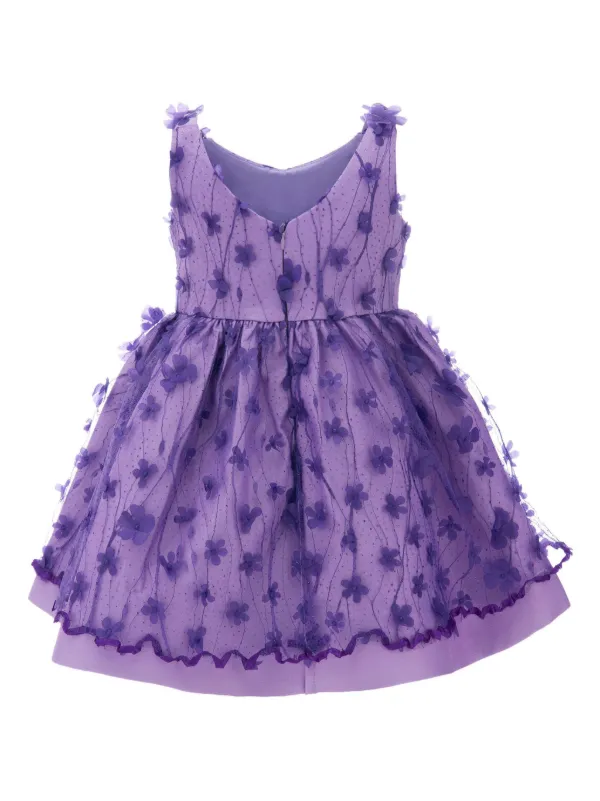 Tulleen Ravine floral-appliqu Dress | Purple | FARFETCH MY